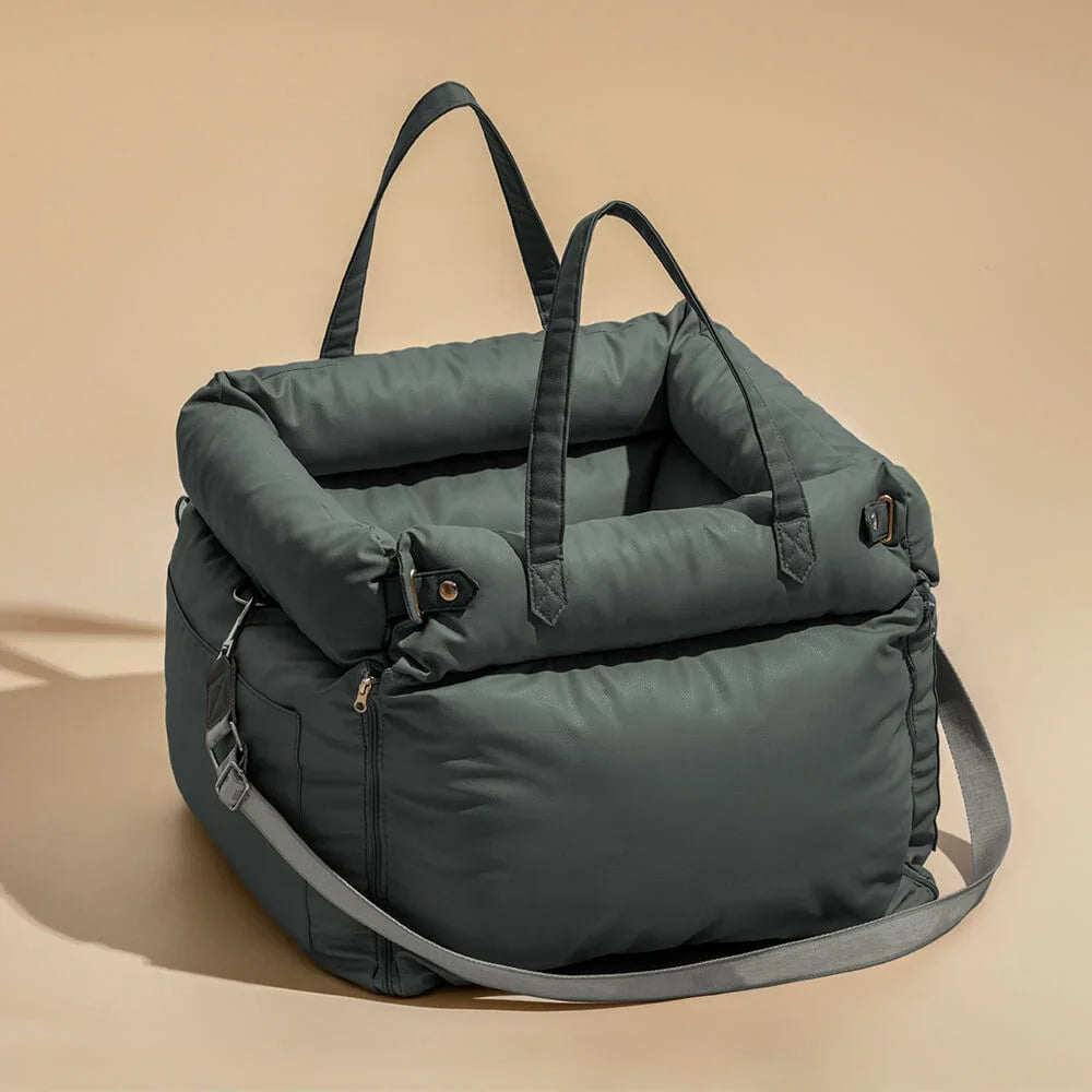 Pet Outing Lathe Luxury Faux Leather Dog Car Seat/Cat Car Bed/Booster Bed Pet Booster Car Seat Dog Comfortable Cat Travel Bed