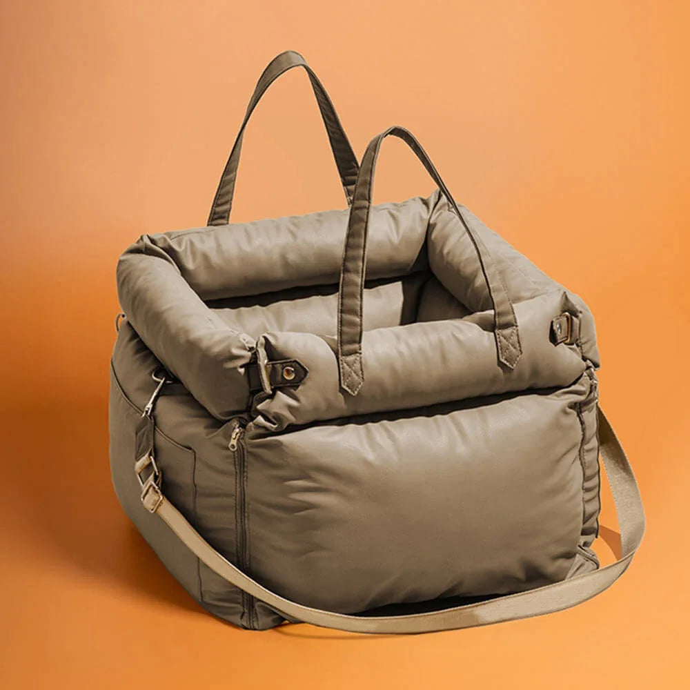 Pet Outing Lathe Luxury Faux Leather Dog Car Seat/Cat Car Bed/Booster Bed Pet Booster Car Seat Dog Comfortable Cat Travel Bed