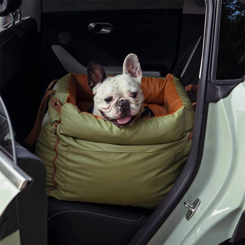 Pet Outing Lathe Luxury Faux Leather Dog Car Seat/Cat Car Bed/Booster Bed Pet Booster Car Seat Dog Comfortable Cat Travel Bed