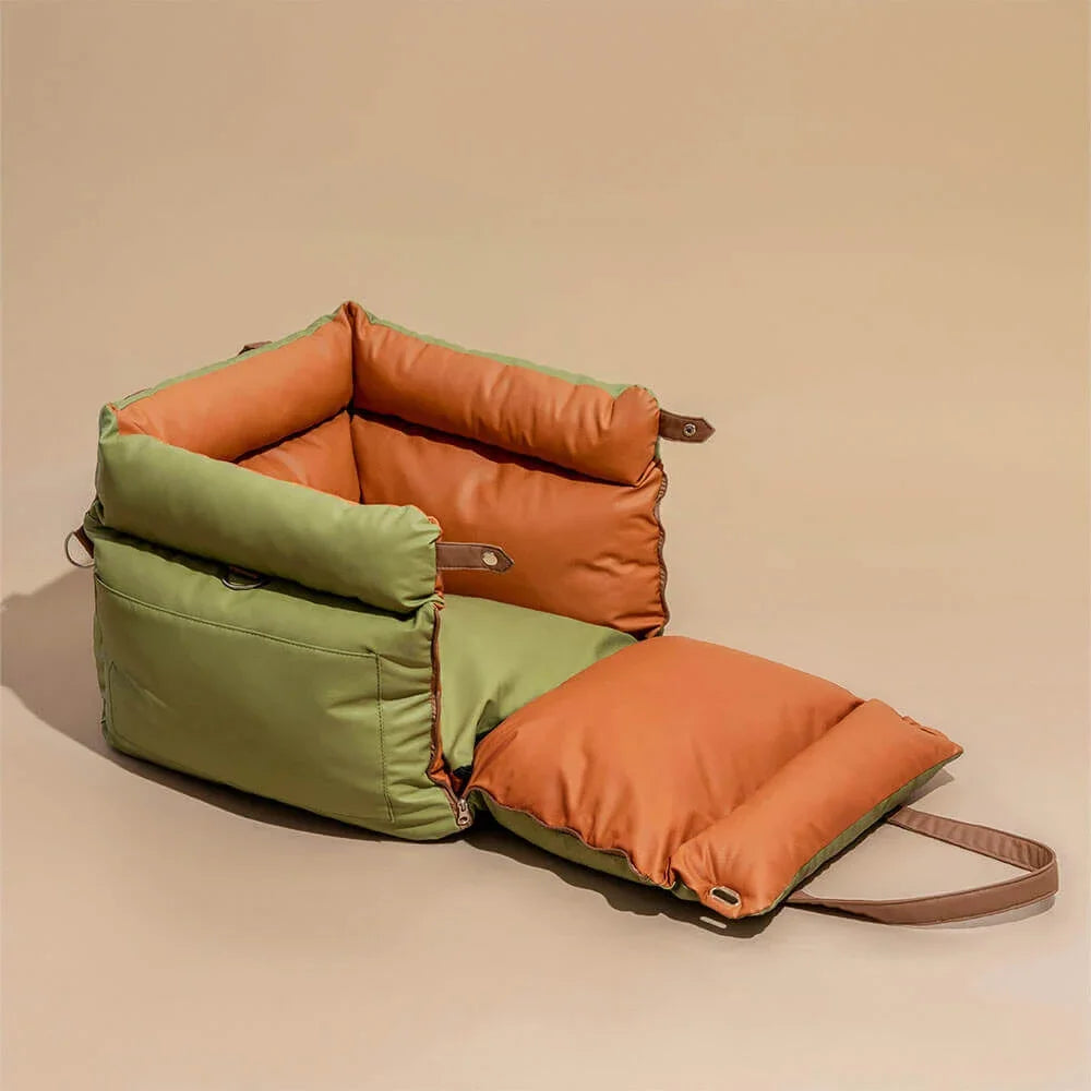 Pet Outing Lathe Luxury Faux Leather Dog Car Seat/Cat Car Bed/Booster Bed Pet Booster Car Seat Dog Comfortable Cat Travel Bed