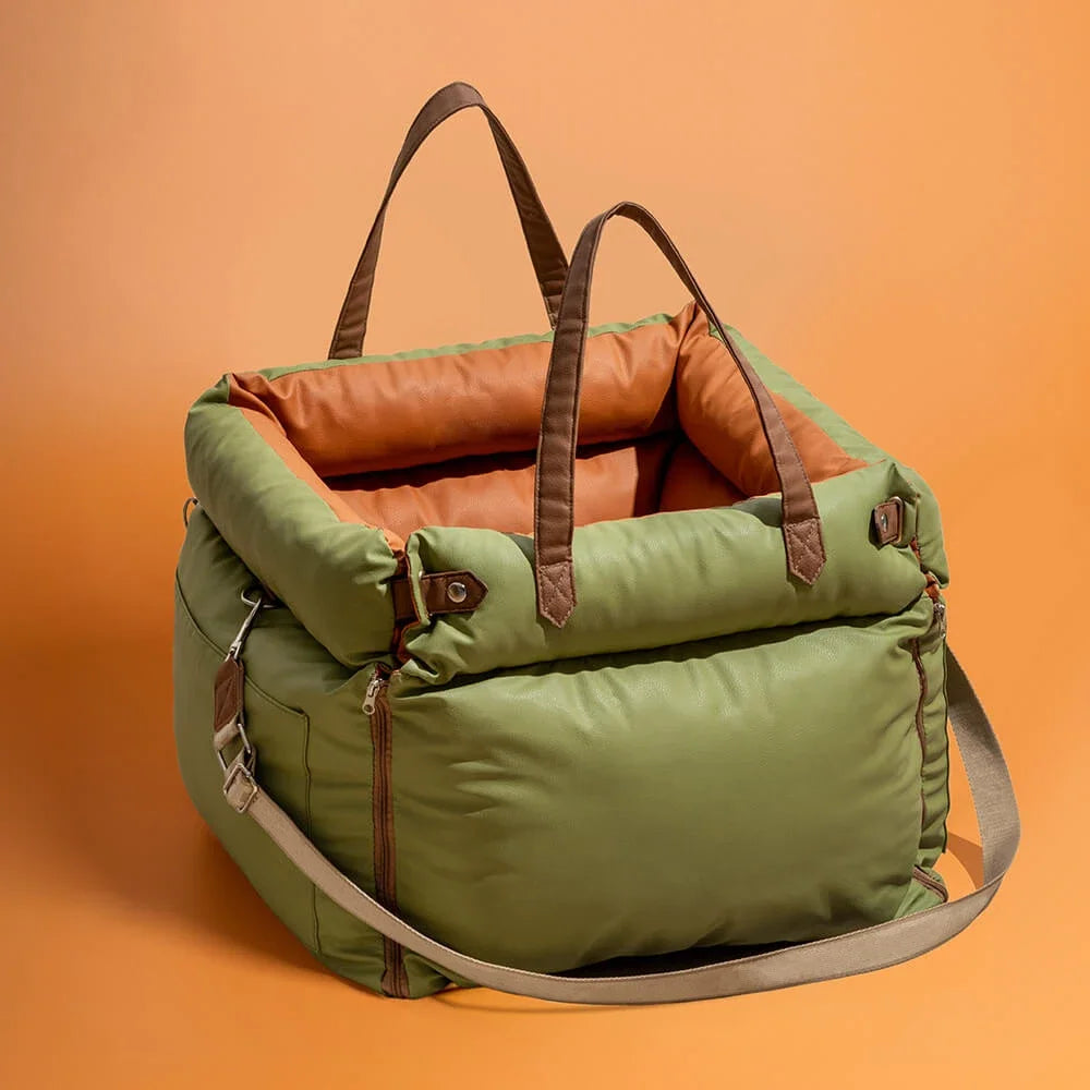 Pet Outing Lathe Luxury Faux Leather Dog Car Seat/Cat Car Bed/Booster Bed Pet Booster Car Seat Dog Comfortable Cat Travel Bed
